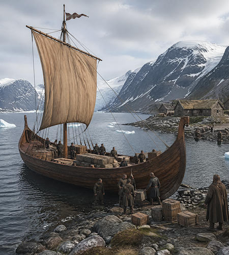 Knarr Viking ship – AI-generated