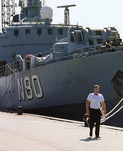 Minelayer Falster N80 and me, 1996 – my own photo