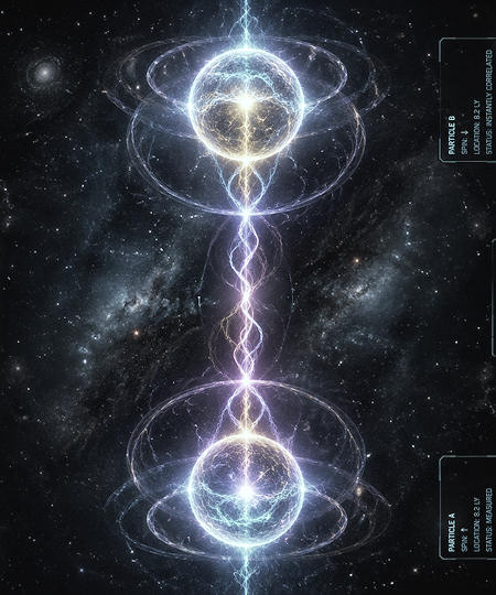 Quantum entanglement in deep space AI